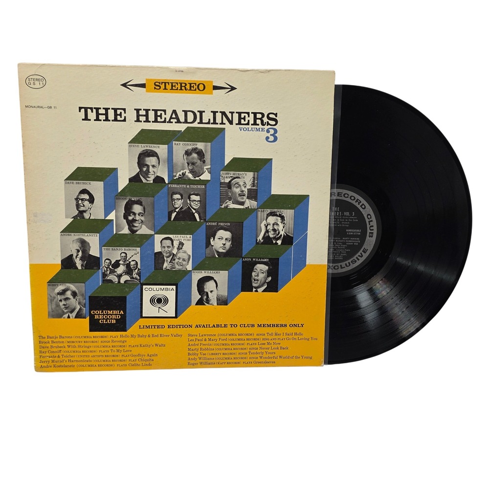 The Headliners Volume 3 Columbia Record Club Vinyl LP Dave Brubeck GS-11 Stereo*